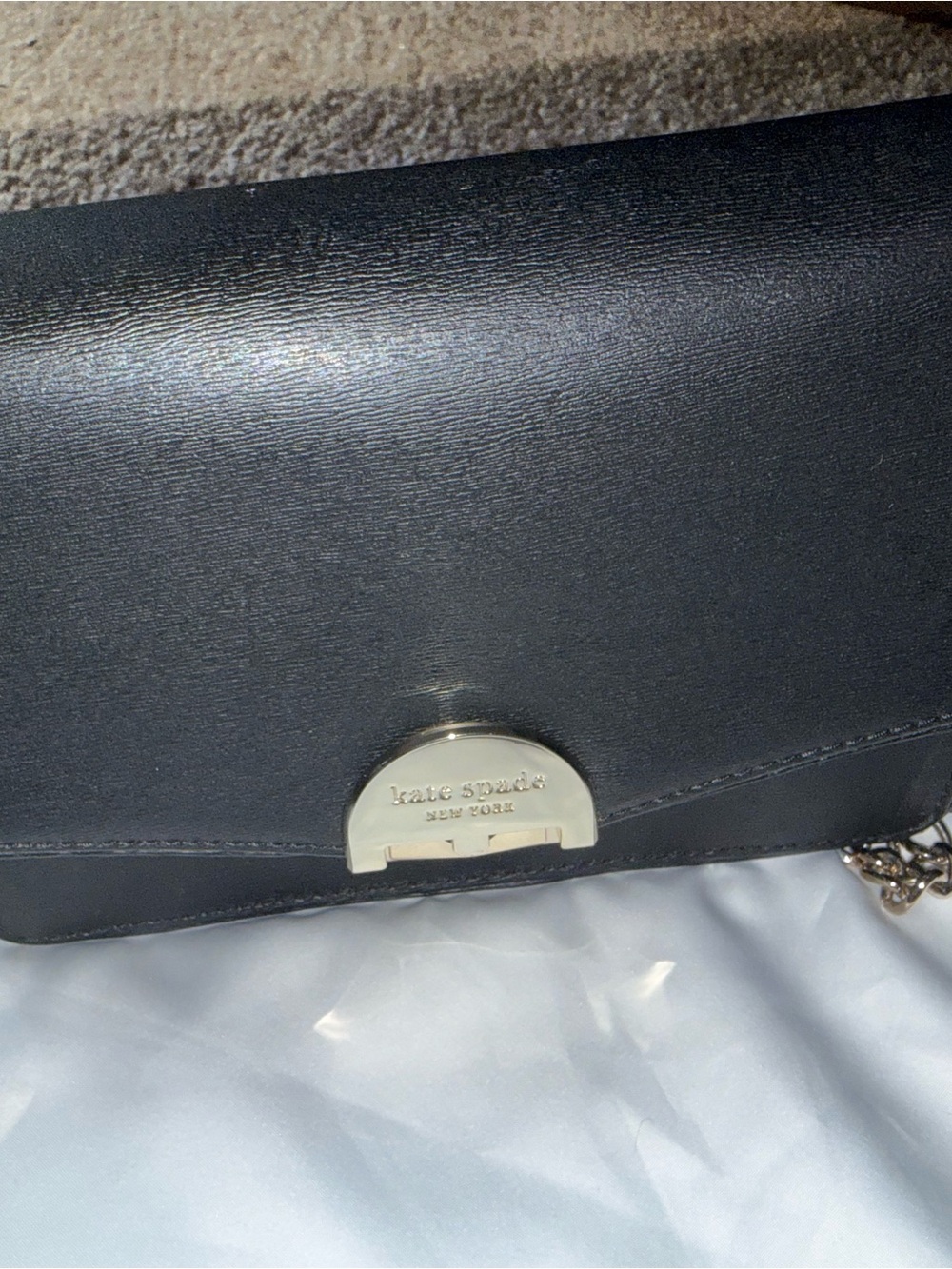 kate spade Black Leather Crossbody with Silver-Tone Clasp